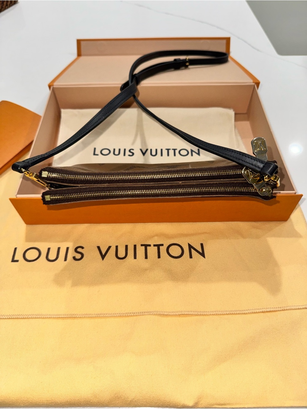 Louis Vuitton Double Zip Pochette Reverse Monogram Giant Crossbody Box Dust Bag - Picture 12 of 16
